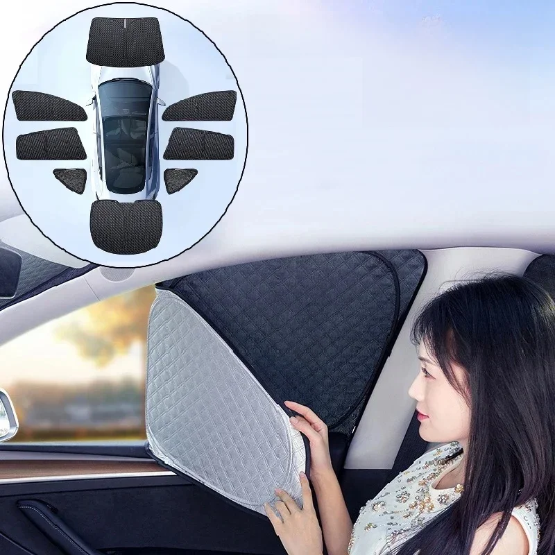 Upgrade Privacy Zonnescherm voor Tesla Nieuw Model 3 Y 2025 2024 Voorzijde Raam Zonneschermen Voorruit Blind Shading Outdoor Camping - afbeelding 2