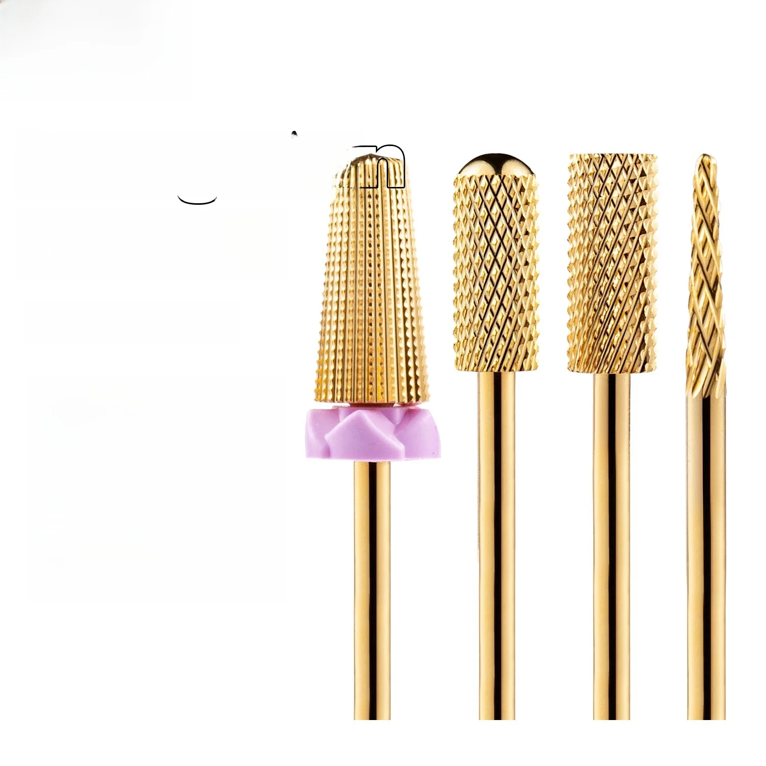 Forets à ongles en carbure de tungstène 5 en 1, fraise pour enlever le vernis à ongles, Gel UV conique, coupe d'extrémité de sécurité, outils de manucure dorés