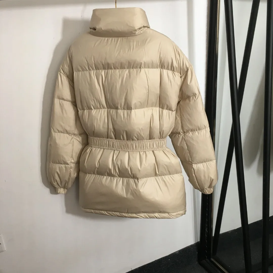 Hiver nouvelle ceinture taille col montant à manches longues mode chaud doudoune