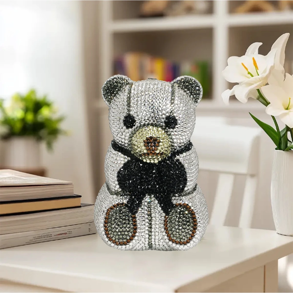 

Женский милый клатч с кристаллами и медведем, блестящий вечерний кошелек со стразами, сумочка-клатч для свадебной вечеринки для выпускного вечера