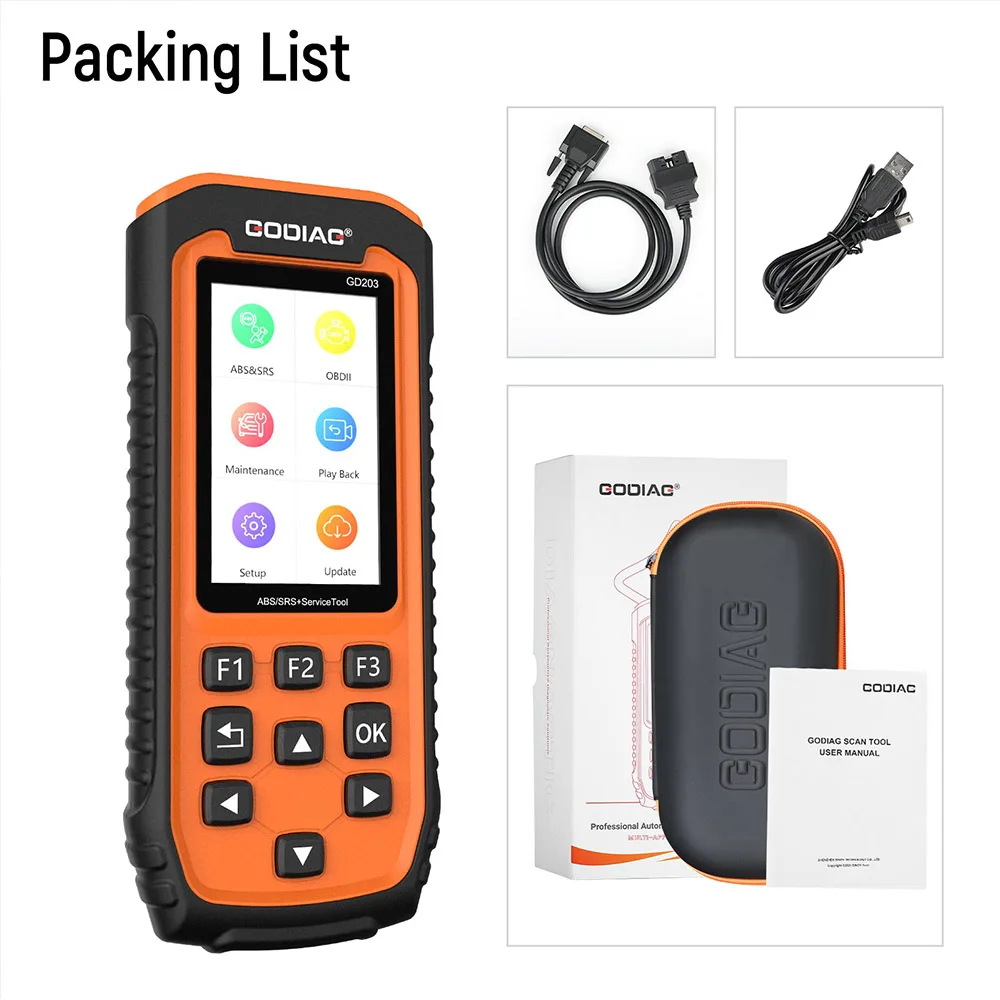 

GODIAG GD203 ABS/SRS OBD2 Scan Tool with 28 Service Reset Functions Free Update Online for Lifetime