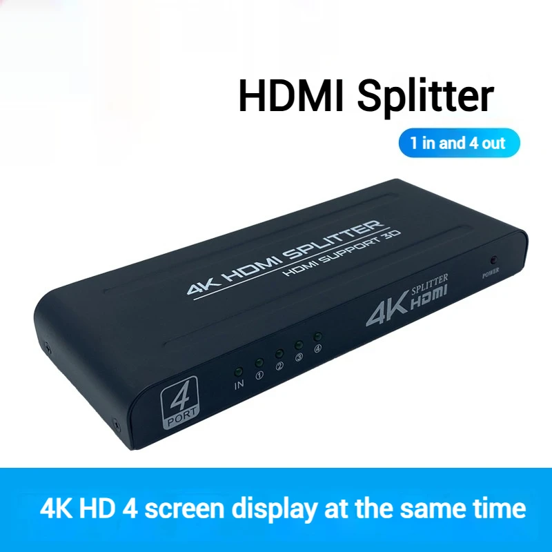 1 in 4 out HDMI Splitte 1x4 4kx2k 3D HDMI Hub Adapter 1 In 4 Out Video Converter for DVD Camera PC To 4 TV Monitor