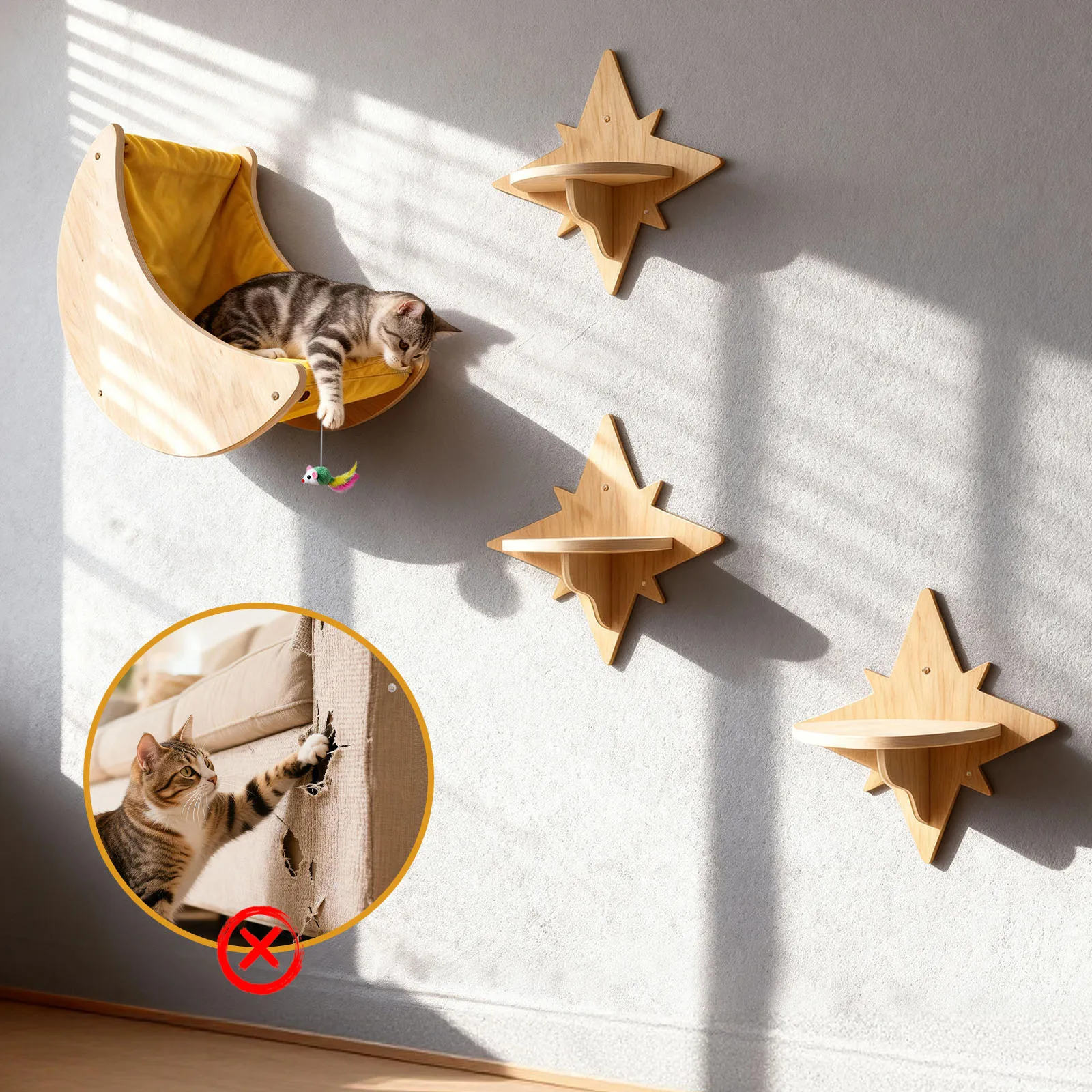 Casa luna para gatos – Estante decorativo de pared - imagen 4