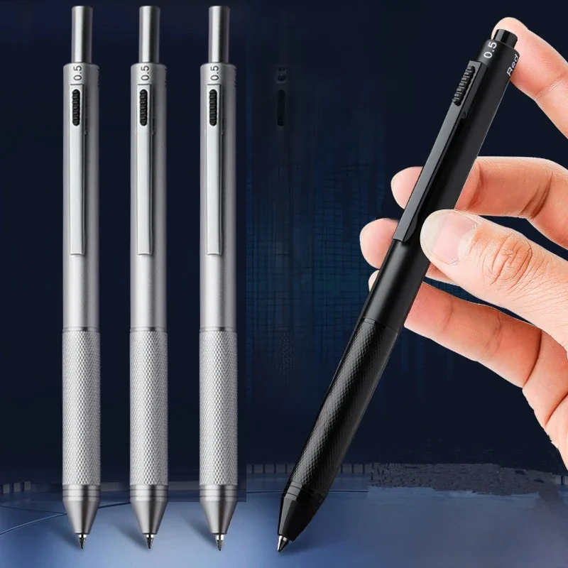 Stylo de luxe 4 en 1 pour hommes et femmes, stylo à bille multicolore noir/rouge/bleu, 1 crayon mécanique, accessoires scolaires, articles les moins chers, papelería