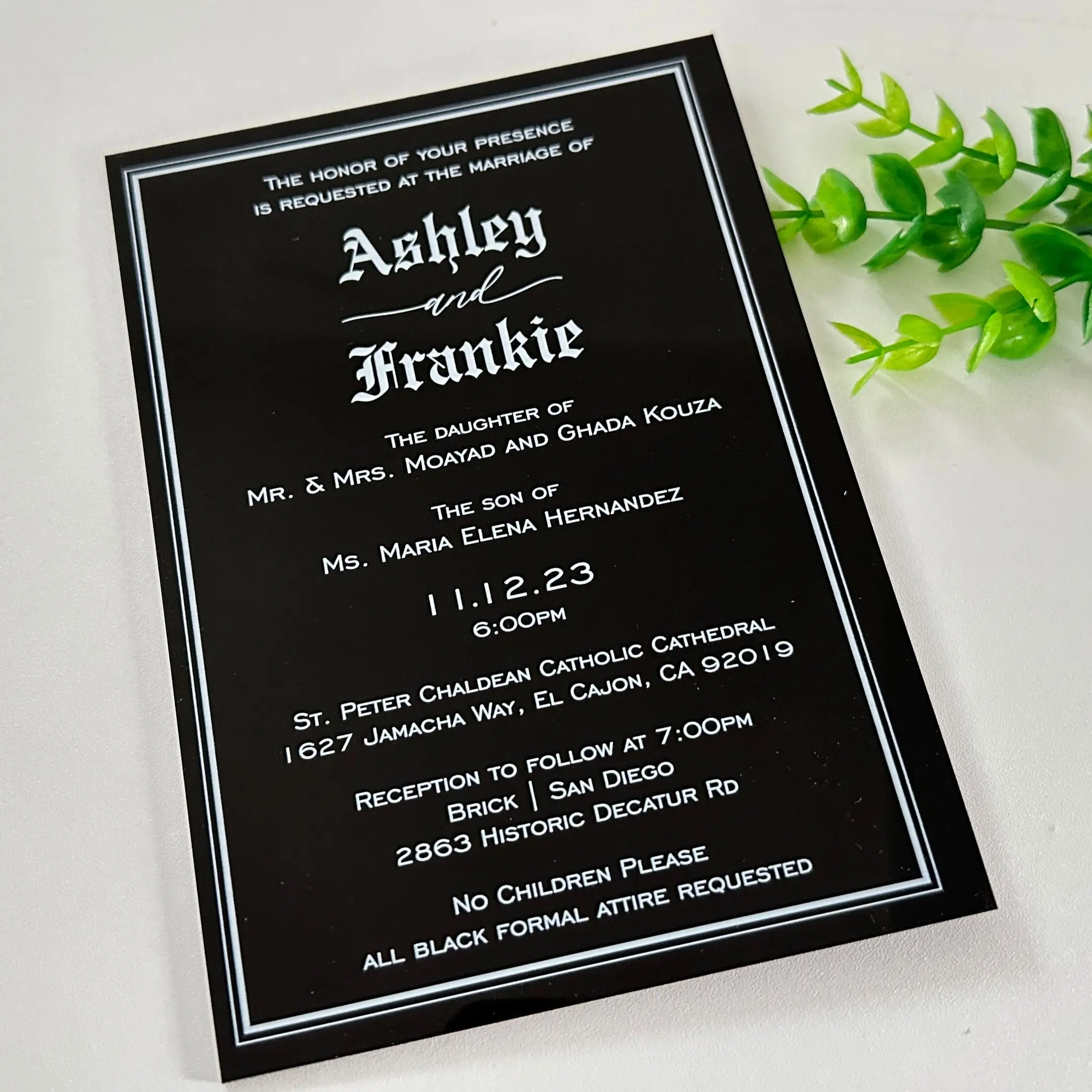 

Personalized Wedding Invitation for Party Decoration, Black Acrylic, Custom, Invito d'anniverire, Quinceañera Inviter, 10PCs