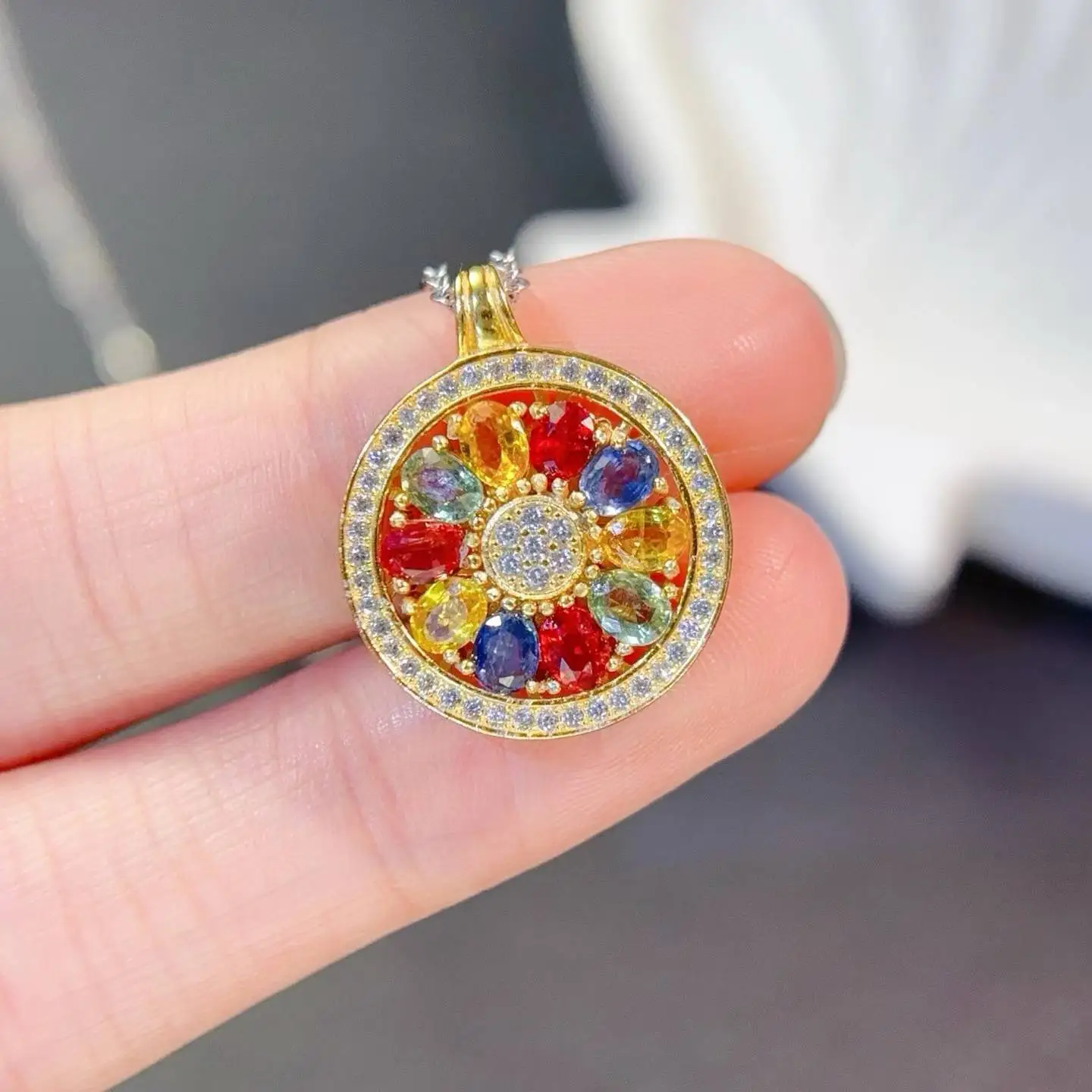 KJJEAXCMY Boutique Jewelry 925 Pure Silver Inlaid with Natural Impurity Free Colored Sapphire Women's Pendant Gift for Girlfrien