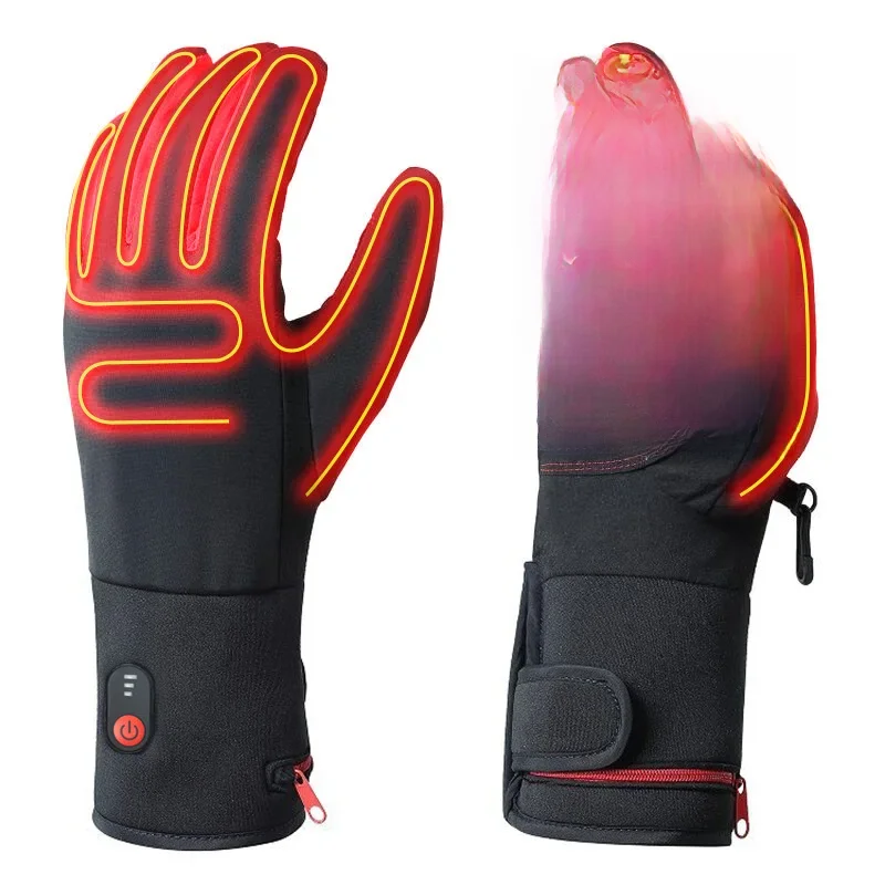 AliExpress Winter Heating Gloves Electric Heated Ski Glove Men Women Warm Cycling Heatable Liner Mitten For Sports Rechargeable DROPSHIP