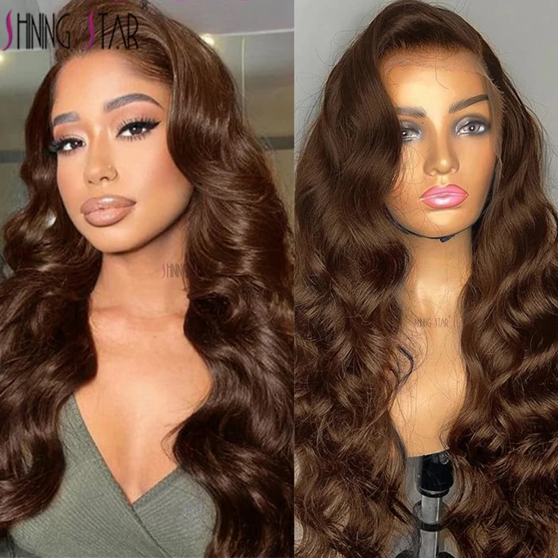 

34 Inch Chocolate Brown Lace Front Wigs Body Wave For Women Honey Blonde Lace Front Wig 13X6 Lace Frontal Wig Human Hair