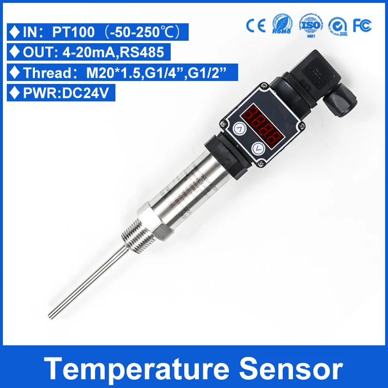 Intelligent PT100 RTD Temperature Sensor 2 Wire 4 20mA Output