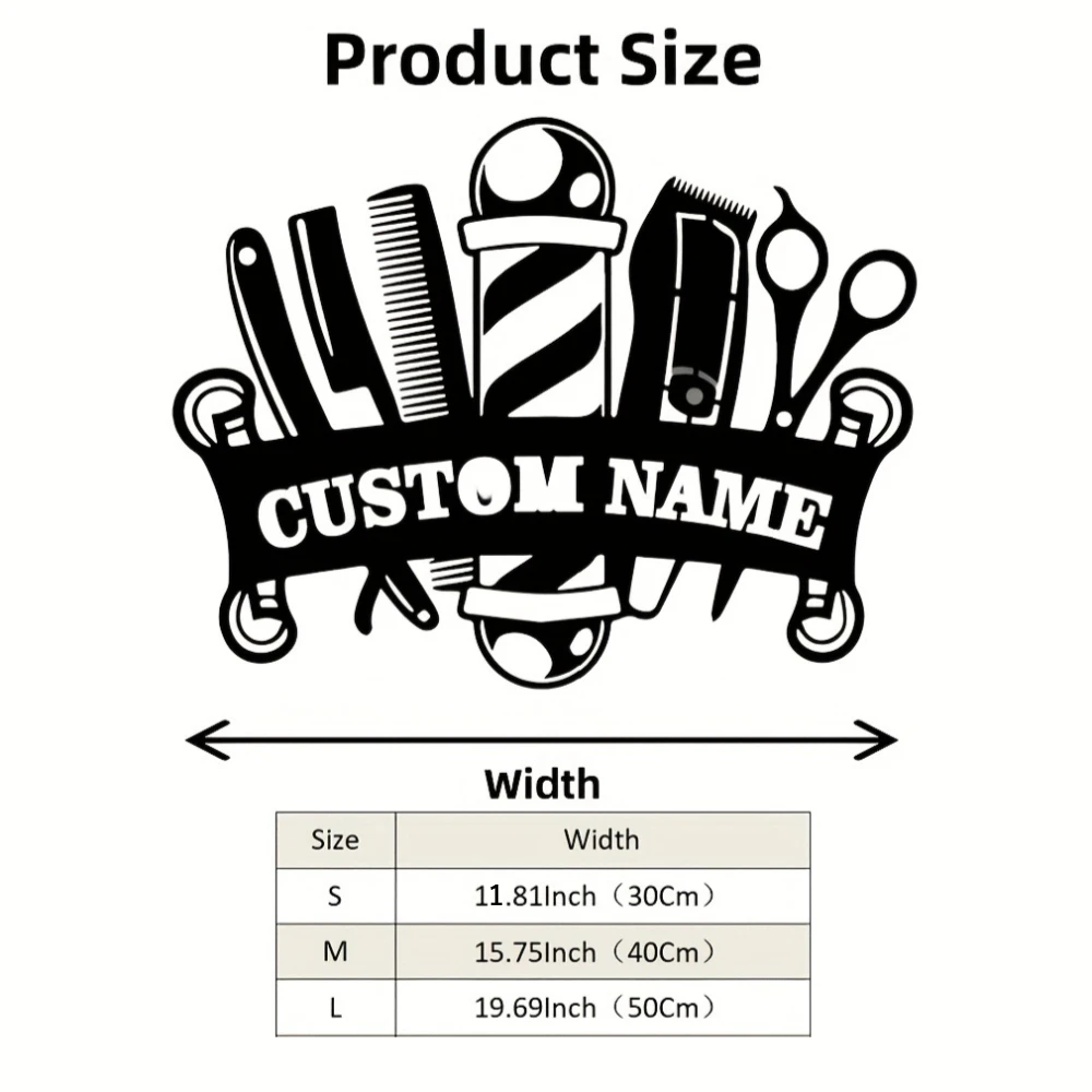 Personalized Barber Shop Metal Wall Sign, Custom Barber Name Wall Art Decor, Salon/Studio Ornaments, Perfect Present for Barbers - view 2