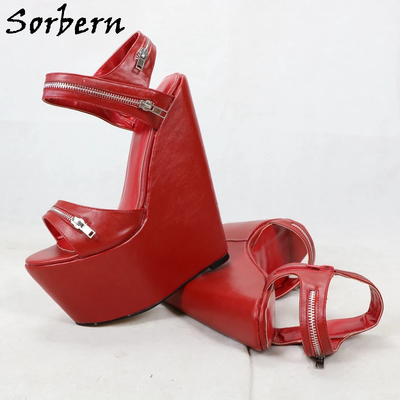 

Sorbern 20Cm Wedge Sandals Unisex Style Zipper Ankle Strap Slingback Summer Shoes Thick Platform Summer Shoes Custom Big Size 48