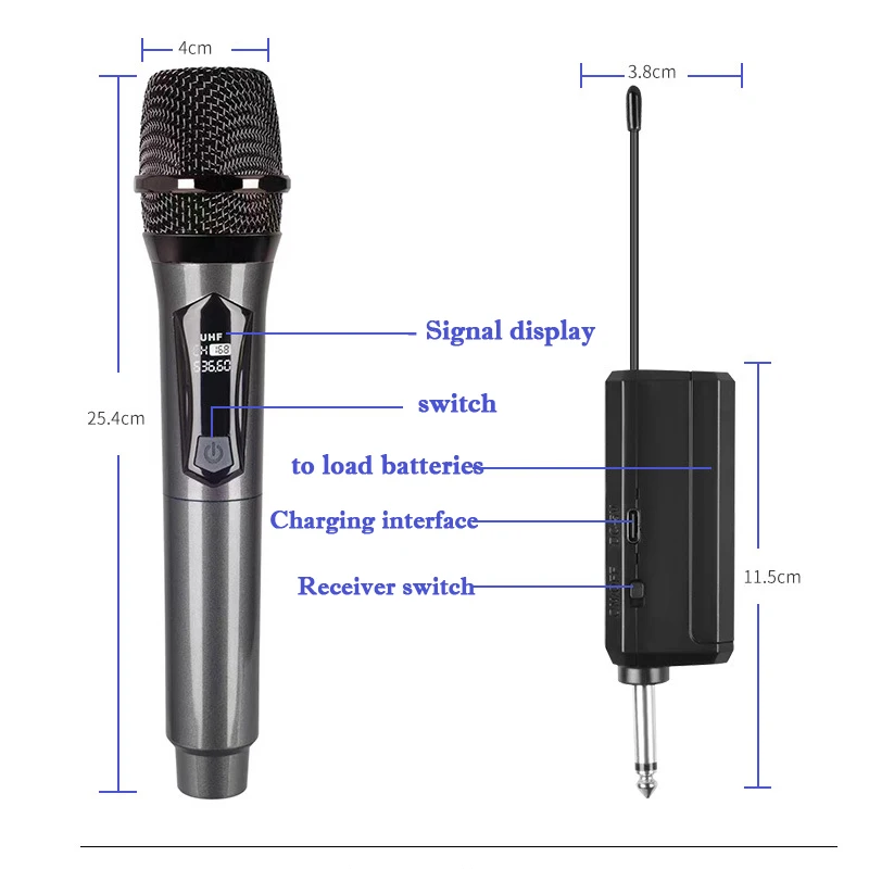 Wireless Microphone Karaoke Dynamic VHF Handheld Professional Mic For Sing Party Speech Church Club Show Meeting Room Kids Gift