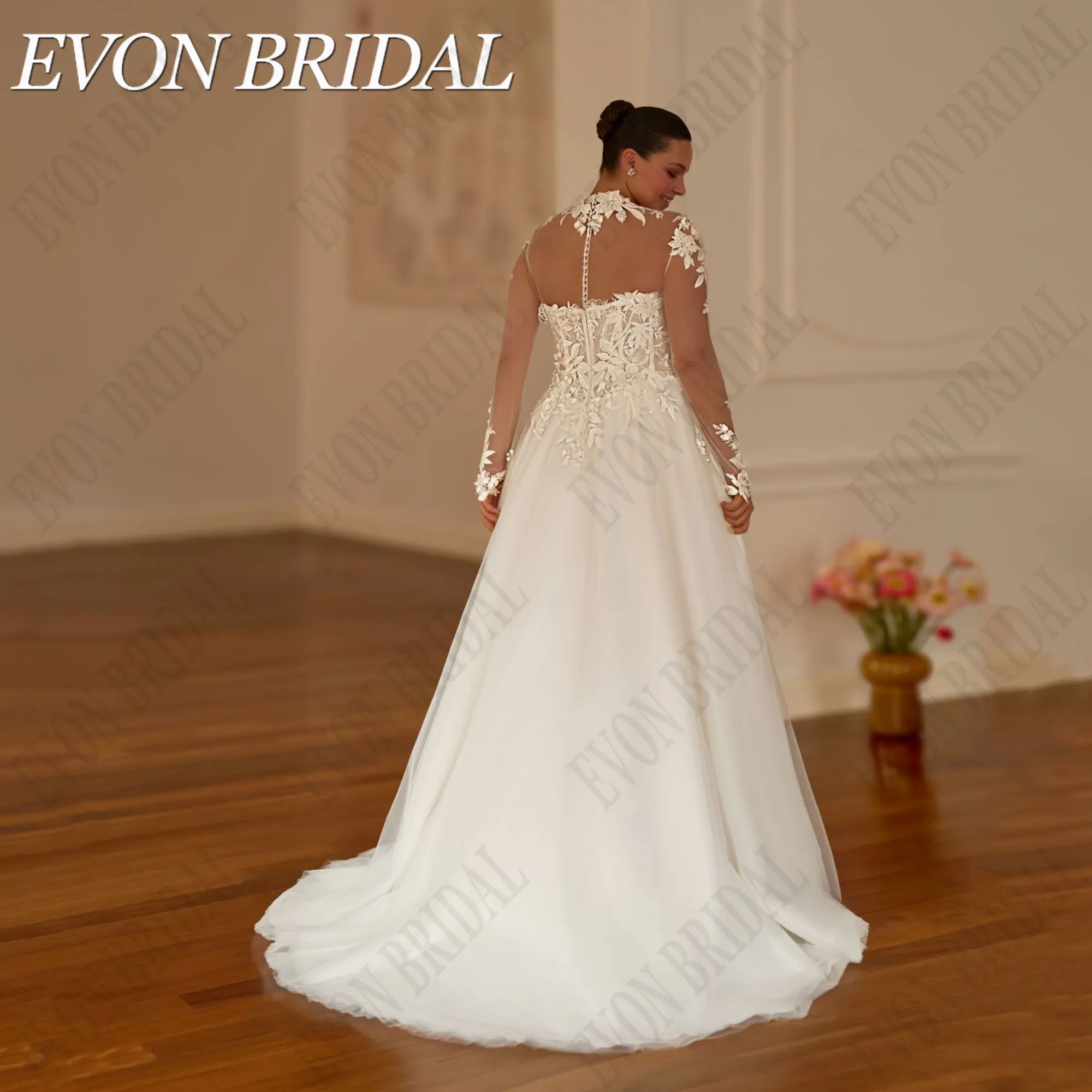 EVON เจ้าสาวลูกไม้ Sweetheart ชุดแต่งงาน PLUS ขนาดเจ้าสาวปิดไหล่ Applique A-Line Sweep Train Vestidos De Novia ที่กําหนดเองEVON เจ้าสาวลูกไม้ Sweetheart ชุดแต่งงาน PLUS ขนาดเจ้าสาวปิดไหล่ Applique A-Line Sweep Train Ve