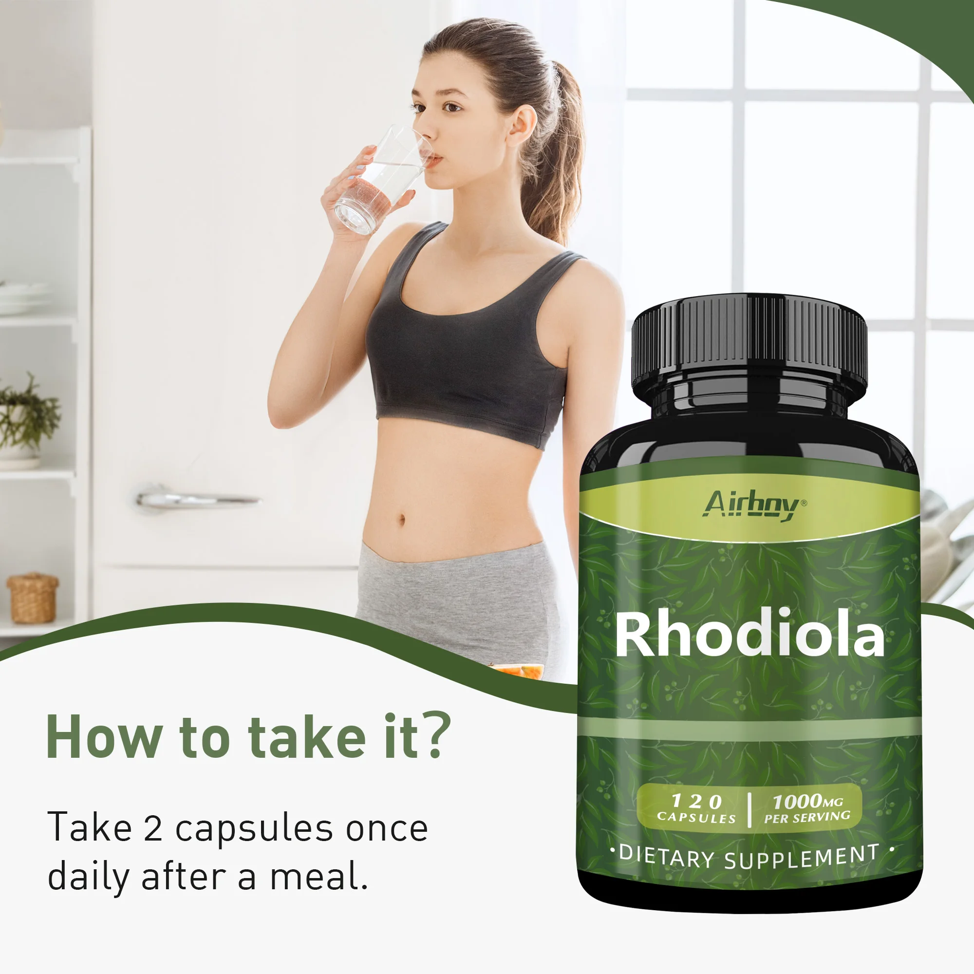 Suplemento de Rhodiola-aliviar el estrés, aumentar la energía, mejorar el estado de ánimo, Resistencia-120 cápsulas