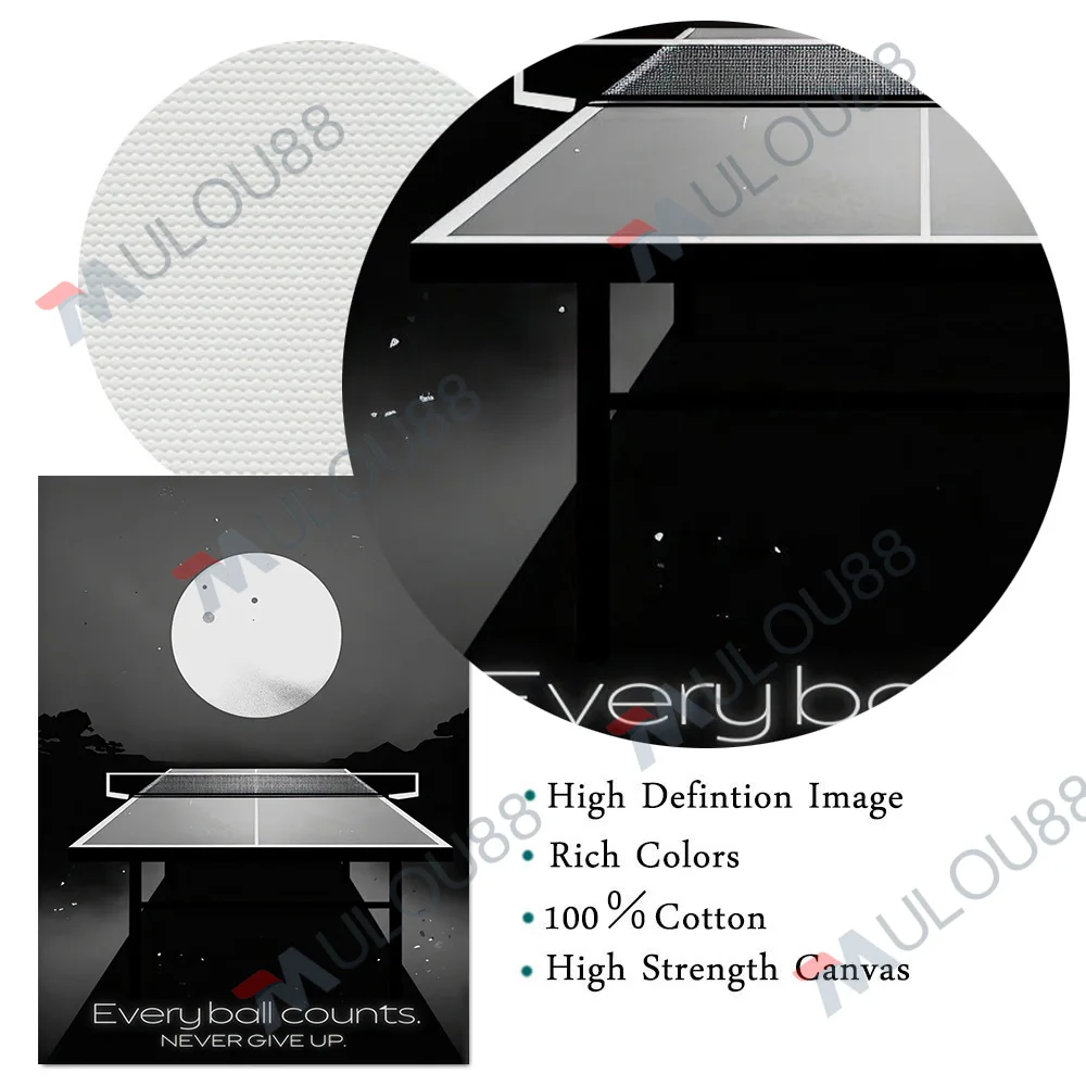 فن حائط تنس الطاولة في أضيق الحدود ، لوحة قماشية ، فن تحفيزي لتنس الطاولة ، ملصق وطباعة ، ديكور منزلي ، بدون إطار