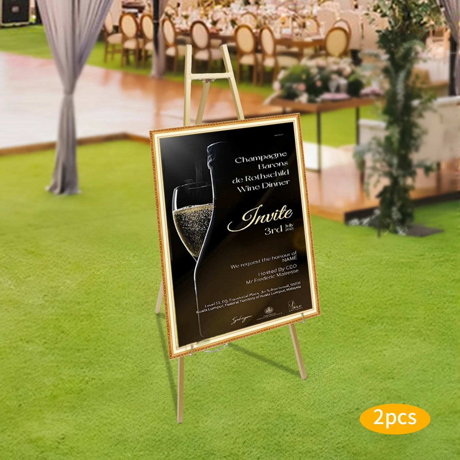 

Tall Steel Pipe Portable Floor Easel Stand for Decorative Display - Large Gold Wedding Easel Stand Great for Weddings, Welcome