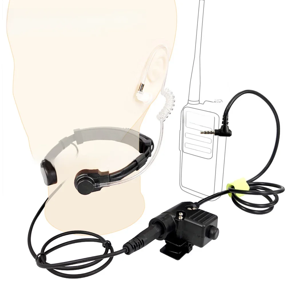 Headset tático para Yaesu VX-3R, FT-60R, FT1DR, microfone Talkie, U94 PTT, microfone garganta