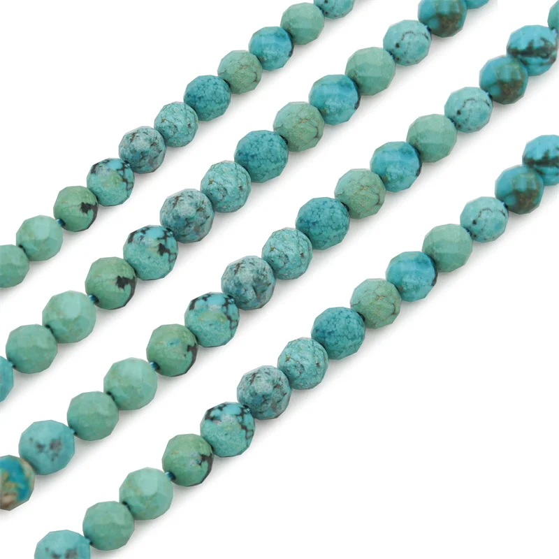 Turquoise Beads Strand Faceted Round 5mm Natural Semiprecious Stone Material For Jewelry Making Craft  Bracelet Necklace DIY