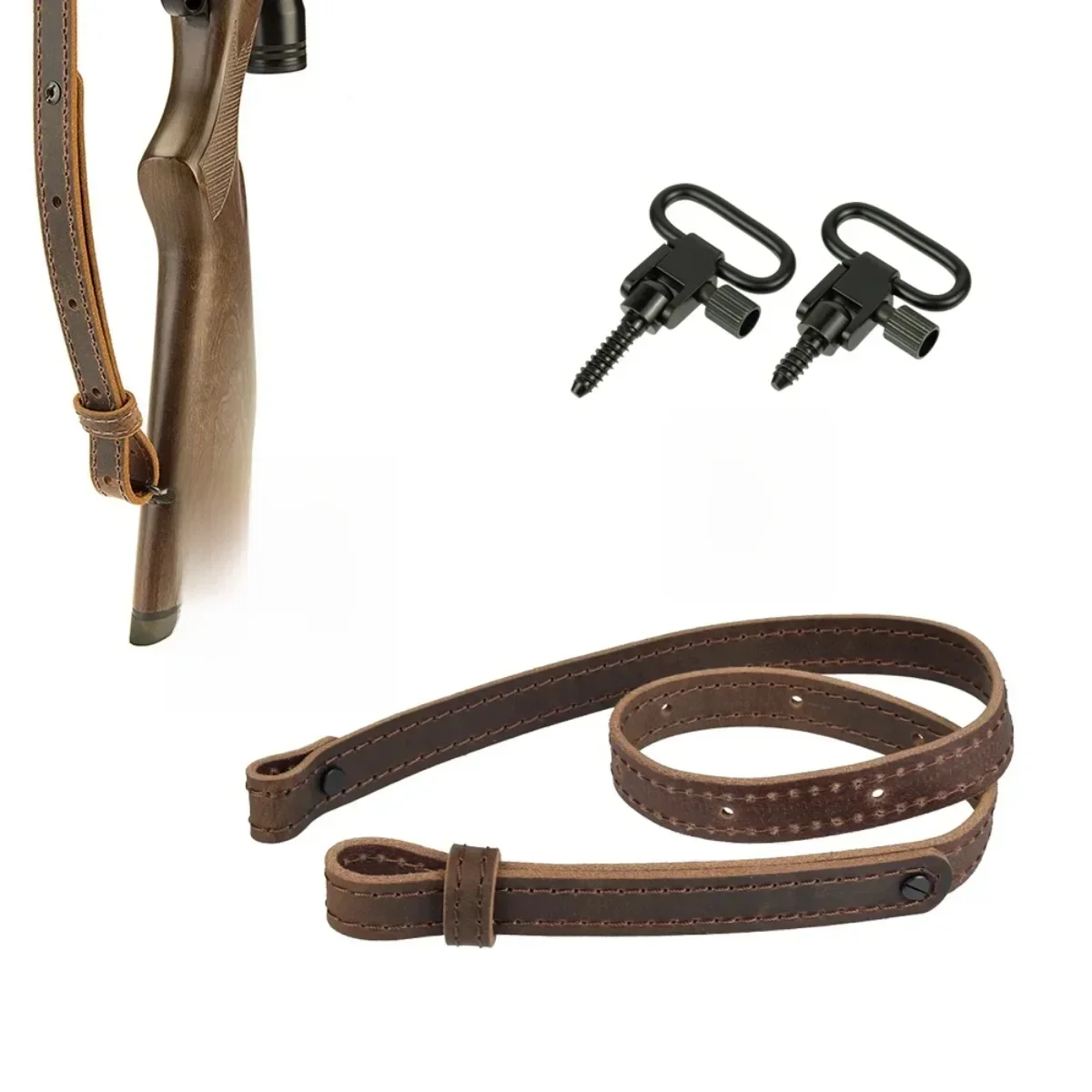 Taktyczny skórzany pas do strzelania z brońcą, regulowany, do użytku podczas polowań i sesji airsoftowych, pas na ramię do brońc, pasuje do modeli Ruger Remington 870, akcesoria myśliwskie. — 2
