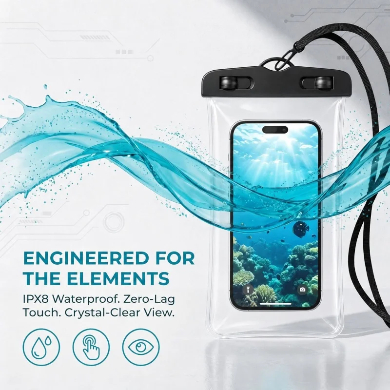 Waterproof Phone Pouch,Floatable Waterproof Phone Pouch with Touchscreen,Universal IPX8 Waterproof Cell Phone Case,Underwater Photography,for Swimming,Rafting,Diving,for All Models image 7