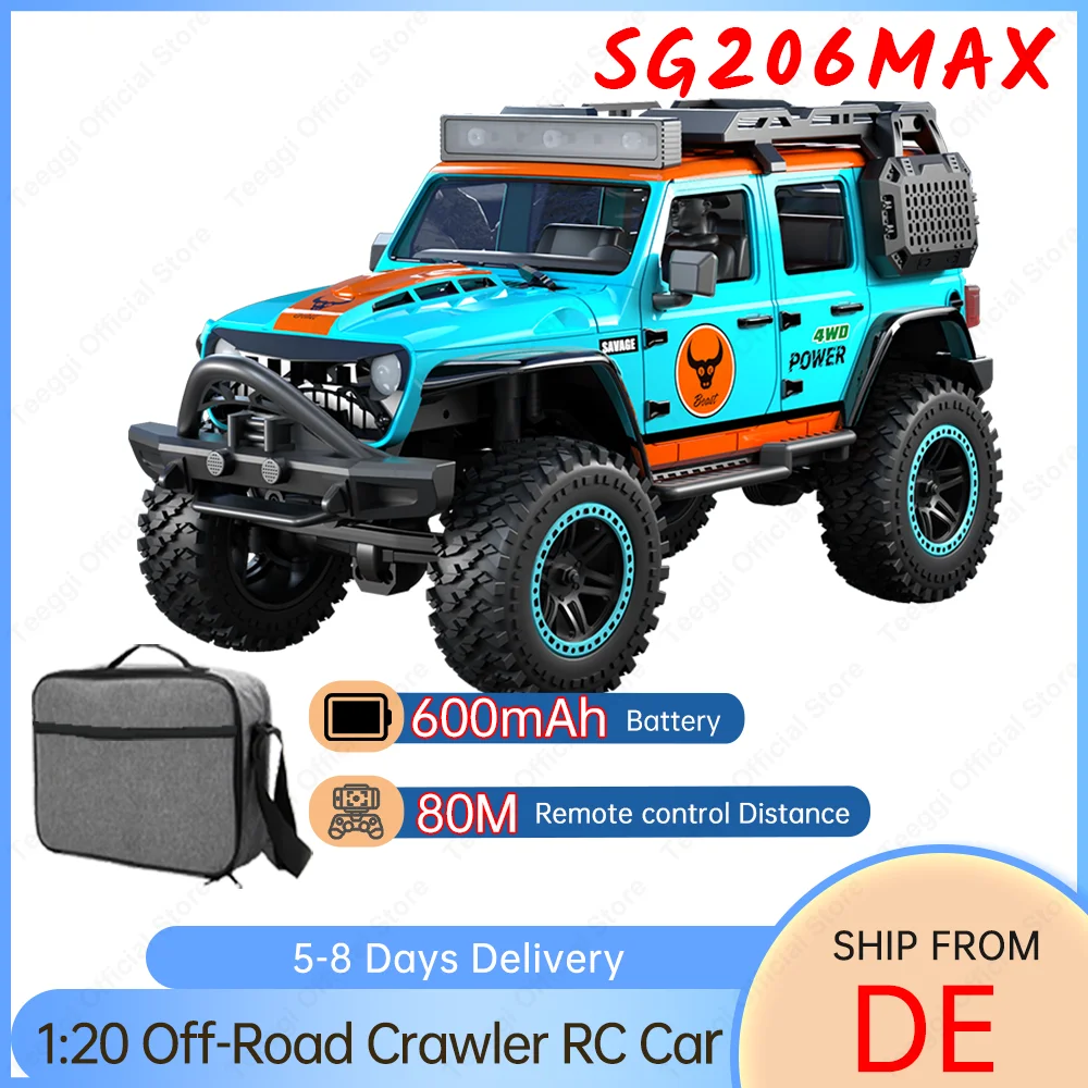 Teeggi SG206 MAX 1/20 Full Scale RC Pickup Short Truck 4WD Remote Control Climbing Off-road Car Toys for Kids Christmas Gifts