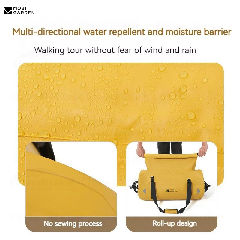 MOBI GARDEN Outdoor Sports Camel Bag Waterproof Dry And Wet Separation Camping Fitness Travel Equipment Storage Bag 60L Yellow