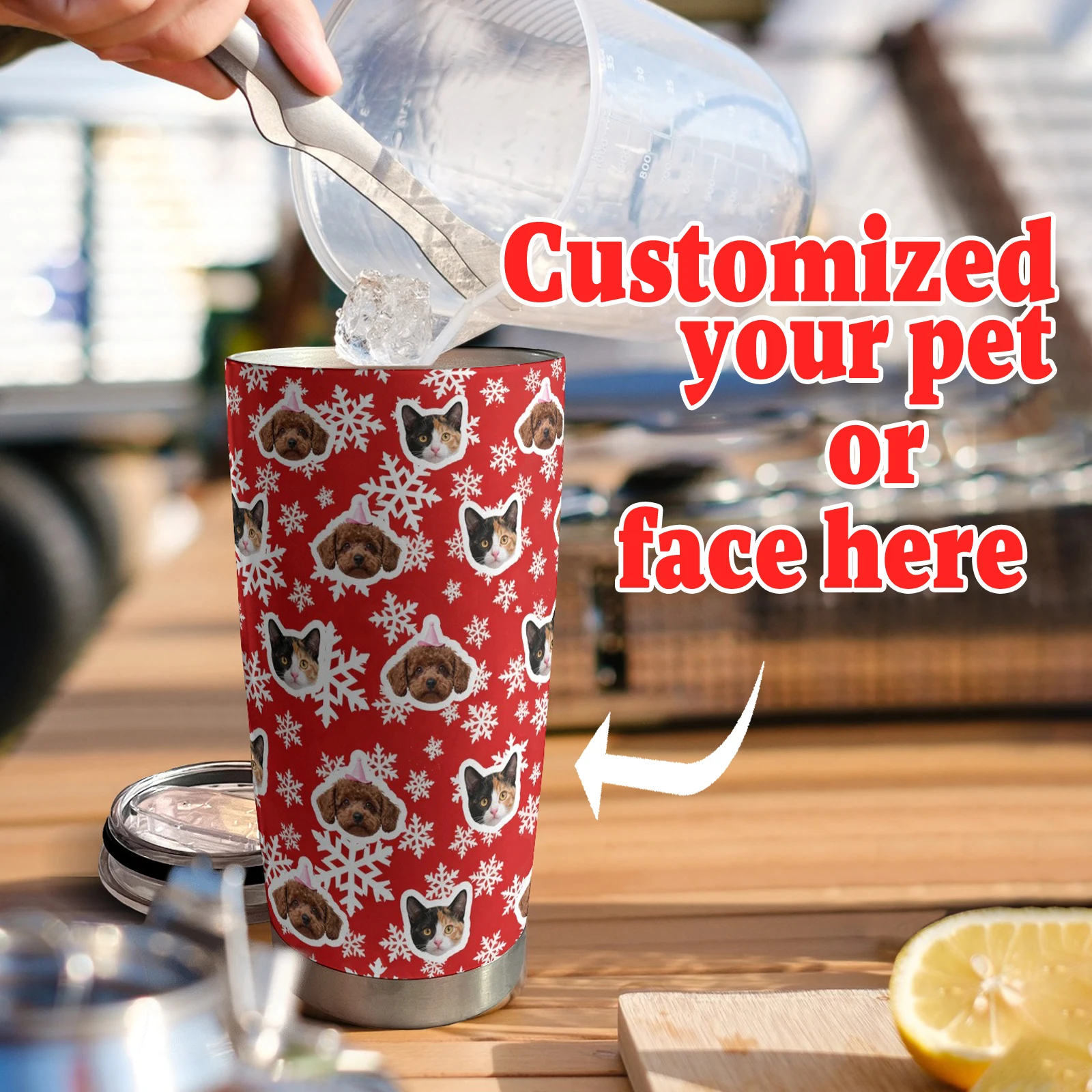 كوب ماء مخصص 20 أونصة مخصص لعيد الميلاد للحيوانات الأليفة معزول كوب شخصي للسفر للكلاب هدايا عيد الميلاد #1