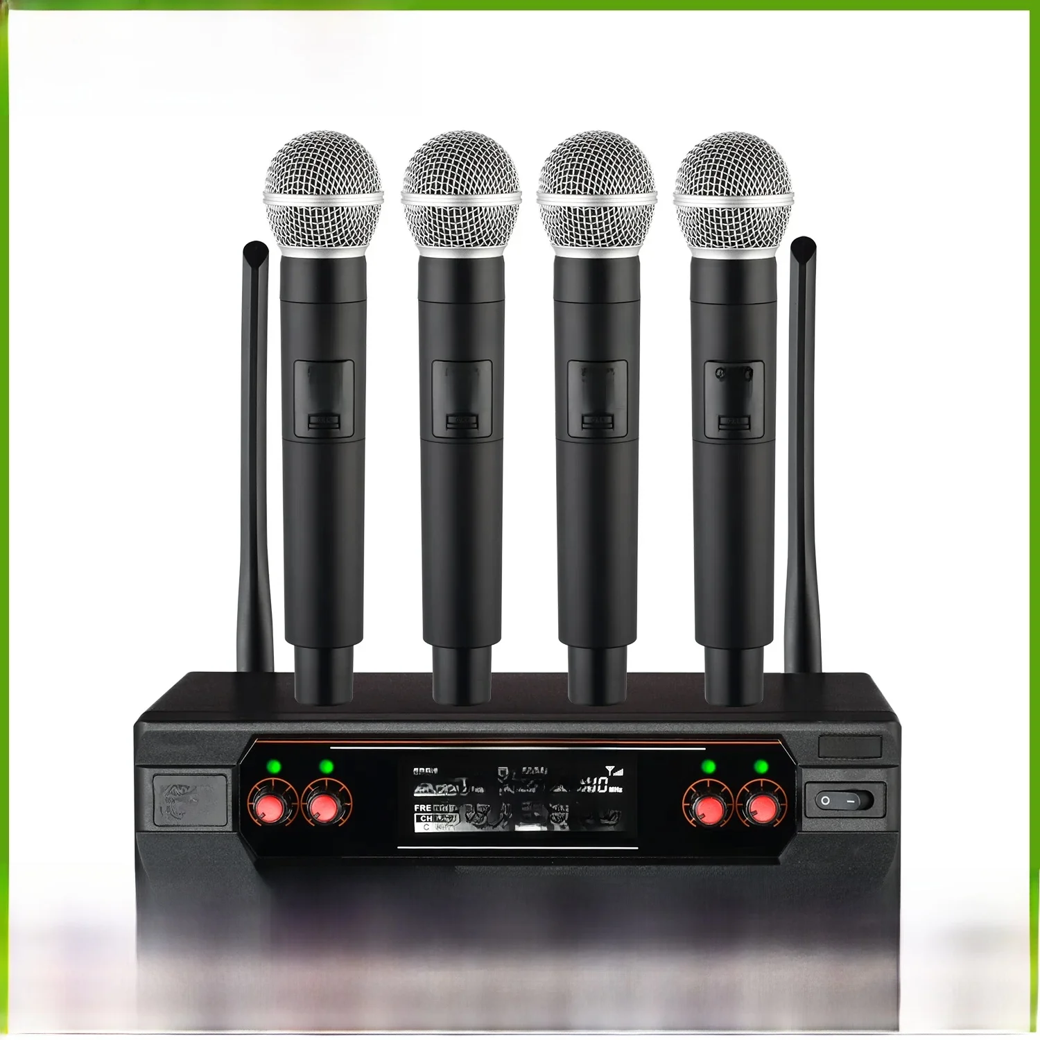 LOMEHO-VHF Microphone Sans Fil 4 Canaux Système Karaoké macro Morts 30m Déterminer Transmetteur ociamique Home Party Mic LO-U78 3