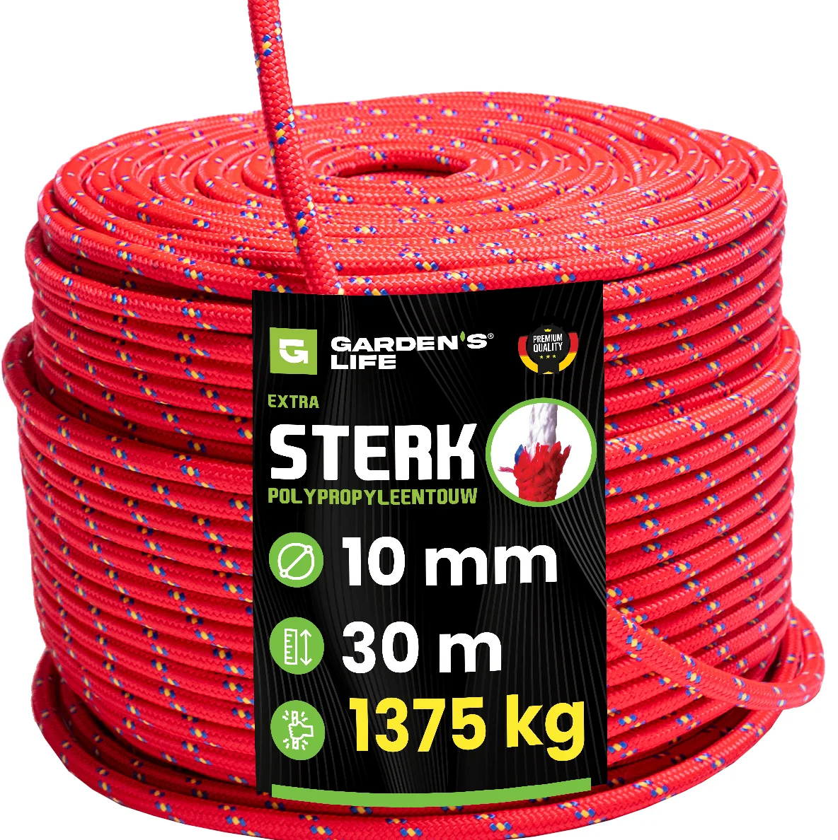 10 mm Polypropyleen Touw 20-200 m | Breeksterkte 1500 kg | Gevlochten PP Touw Premium Kwaliteit | Sterk touw voor camping, tuin, boot, doe-het-zelf, bouw, transport en buitengebruik