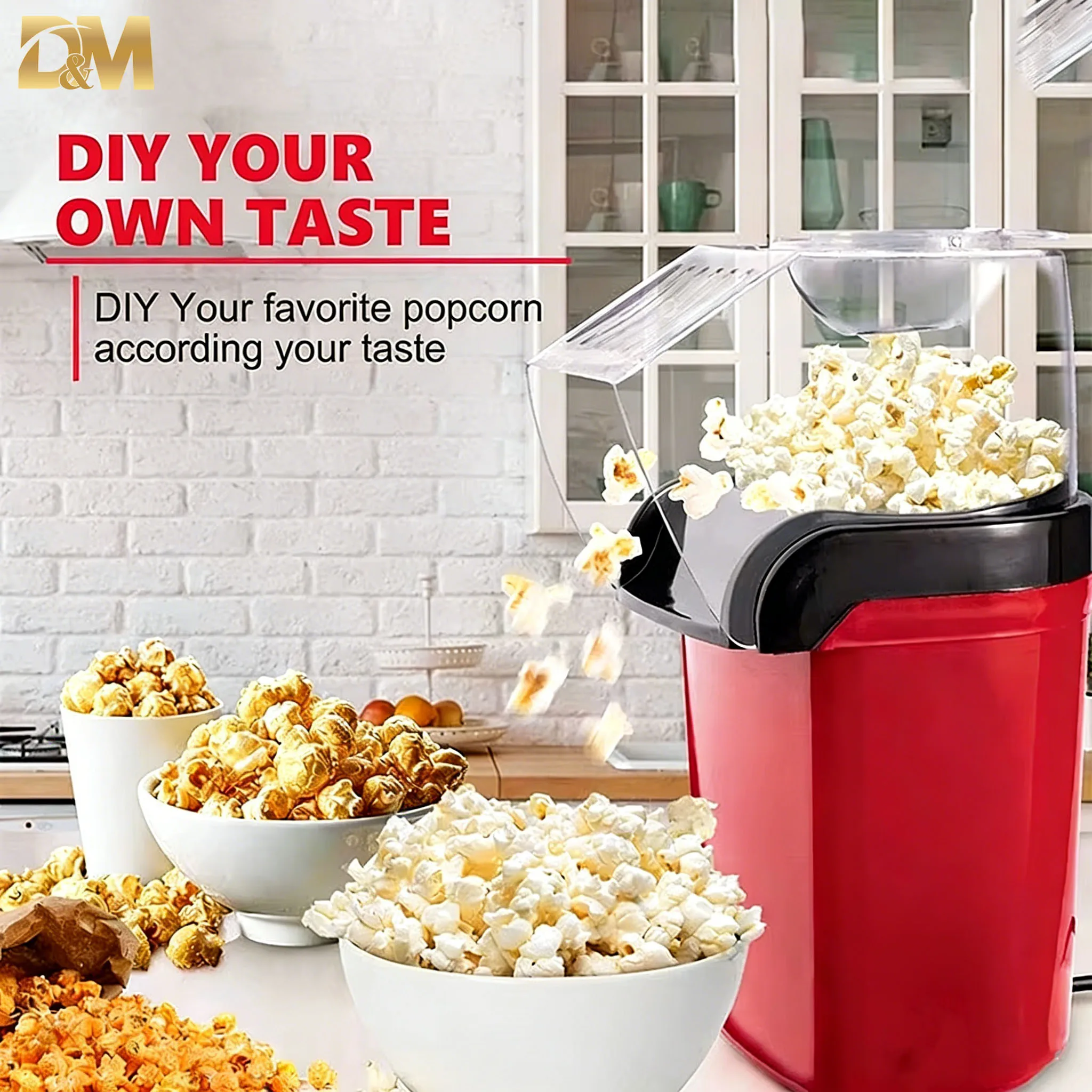 1 pieza mini máquina automática de palomitas de maíz para ，Máquina de palomitas de maíz de alta velocidad, máquina de palomitas de maíz completamente automática, Mini máquina de palomitas de maíz eléctrica para cocina casera.BMHJ-001