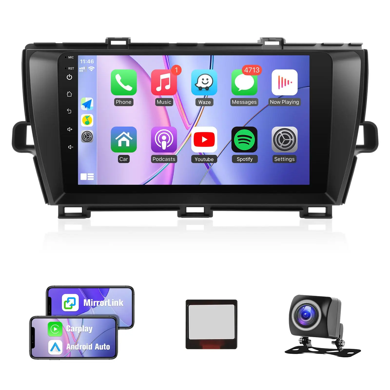9inch IPS Touch Screen for Prius Car Stereo with Carplay Android Auto/Bluetooth/GPS/WiFi/MIC+Canbus for Toyota Prius (Fit-J.B.L