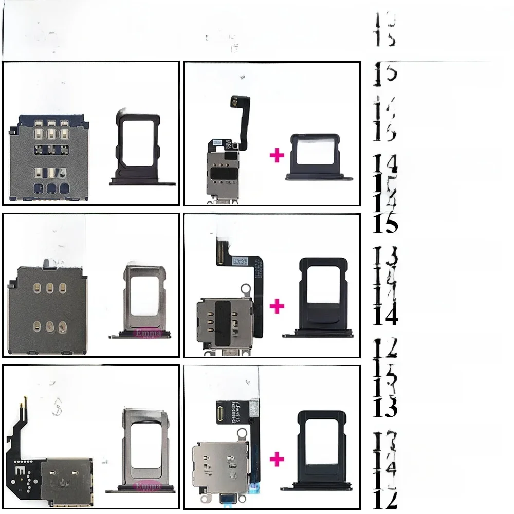 Connecteur de lecteur de carte SIM unique + support de plateau pour iPhone 16 15 14 13 12 11 Pro Max Plus Mini Pièces de rechange de réparation