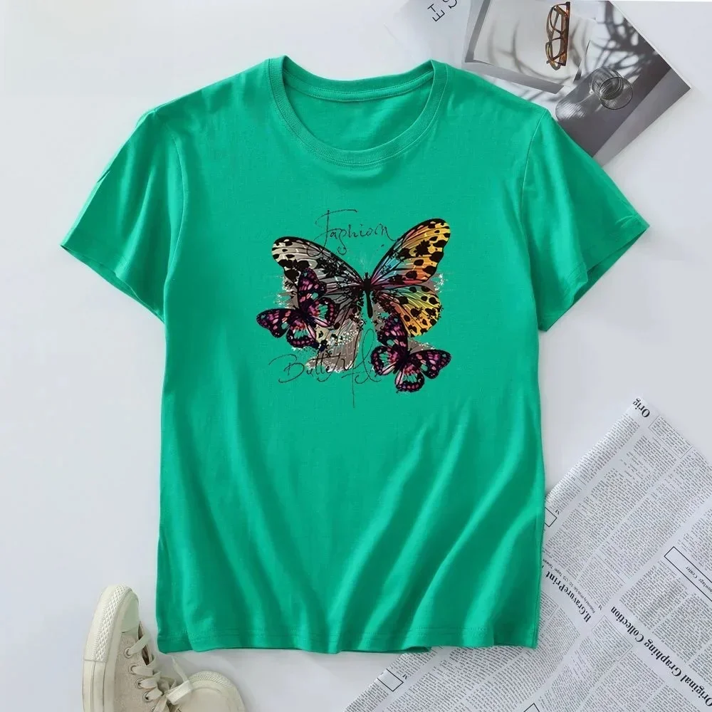 Plus Size Short Sleeve Tee 100% Bawełna Summer Women Tops 2024 Woman Graphic T Shirts Female Tshirt Fashion Women's T-shirt — zdjęcie 2