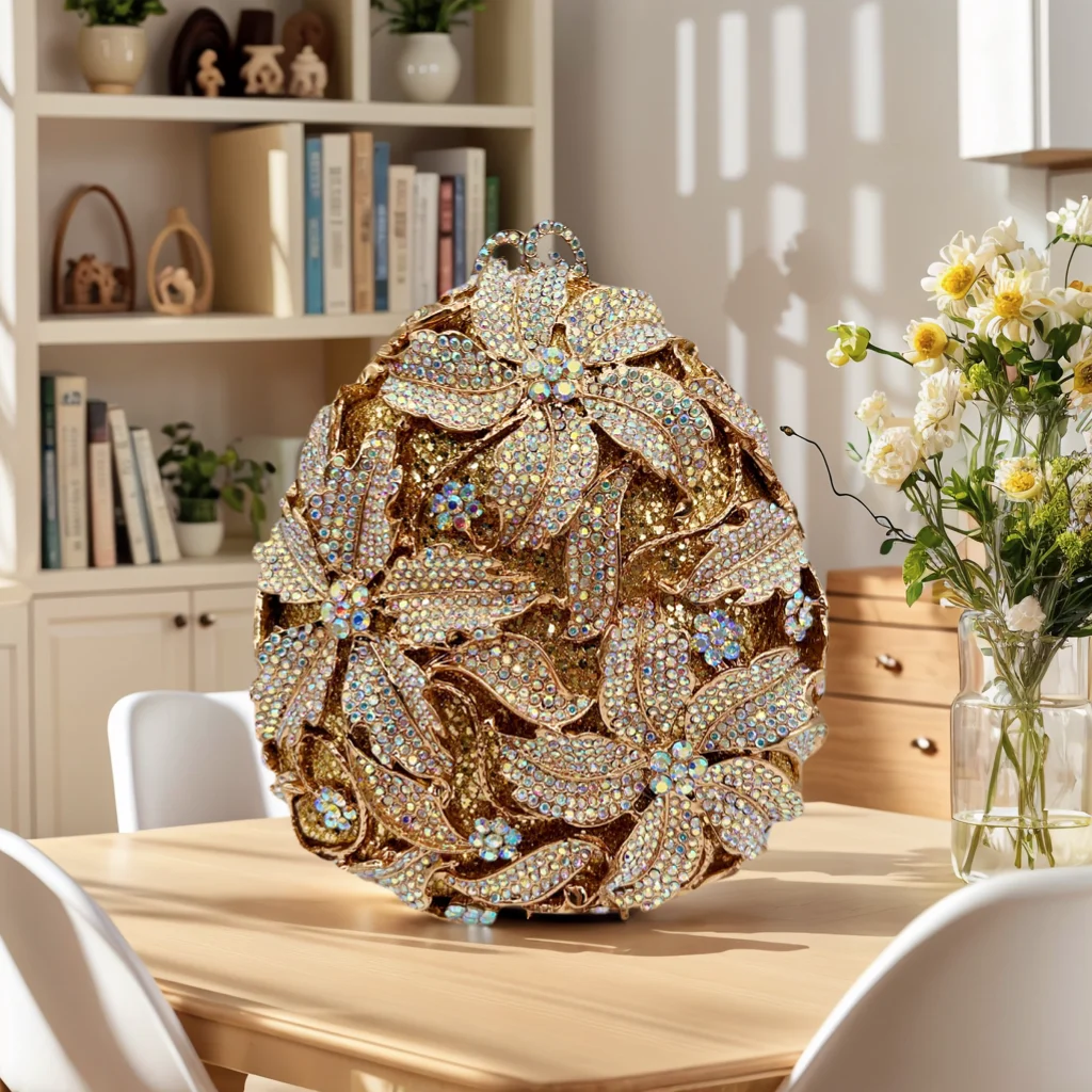 

Elegant Flower Rhinestone Evening Bag for Women Shiny Crystal Floral Clutch Handbag Luxury Diamond Bag for Prom Cocktail
