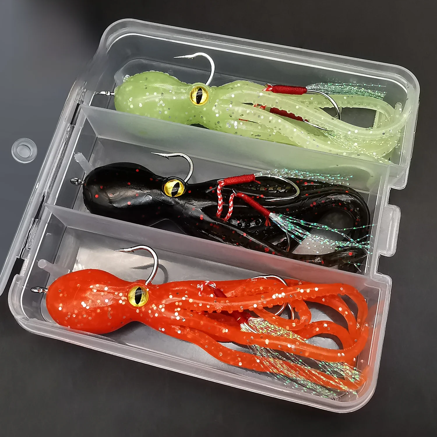 ANFS 3 Stück/1 Stück weiche Köder, leuchtender Tintenfisch-Kunstköder – robuste Blei-Jig – perfekt zum Trolling von Lachs, Barsch und Forellenangeln
