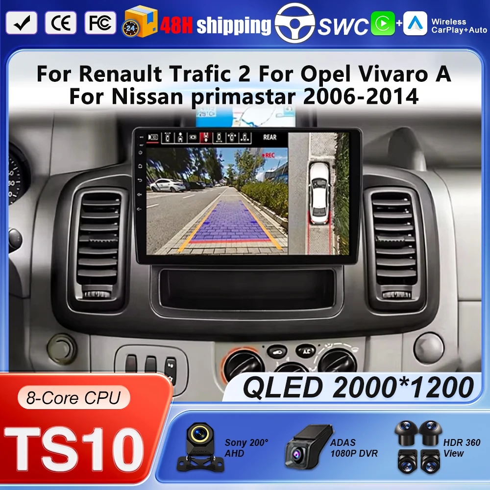 Rádio do carro para renault trafic 2 para opel vivaro a para nissan primastar 2006-2014 reprodutor de vídeo multimídia android14 navegação gps
