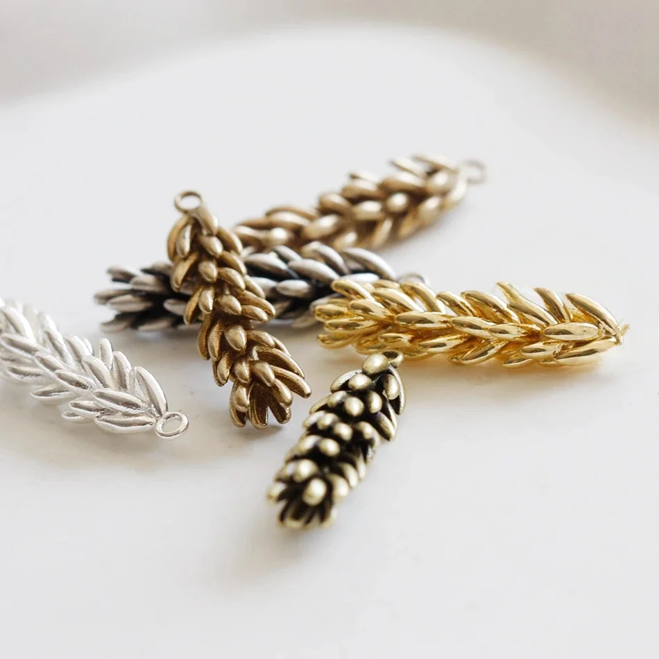 Materiały DIY - Jednoczęściowy element z litego mosiądzu - Kłos pszenicy 30,3x6,6mm (4885C) — zdjęcie 2