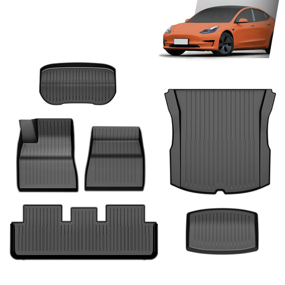 Fit For 2024-2025 Tesla Model 3 Highland TPE Floor Mats & Trunk Cargo Liner Set