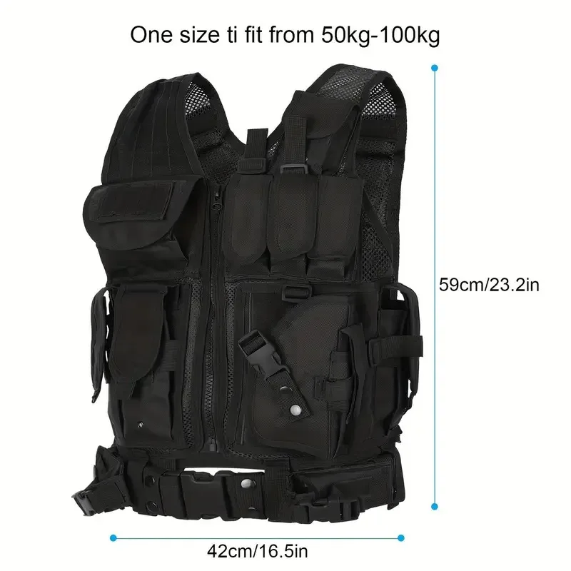Nylon Molle Vest Adjustable Combat Body Armor Vests Multi-Pocket Mesh Vest Hunting Outdoor CS Game Airsoft Training Jacket