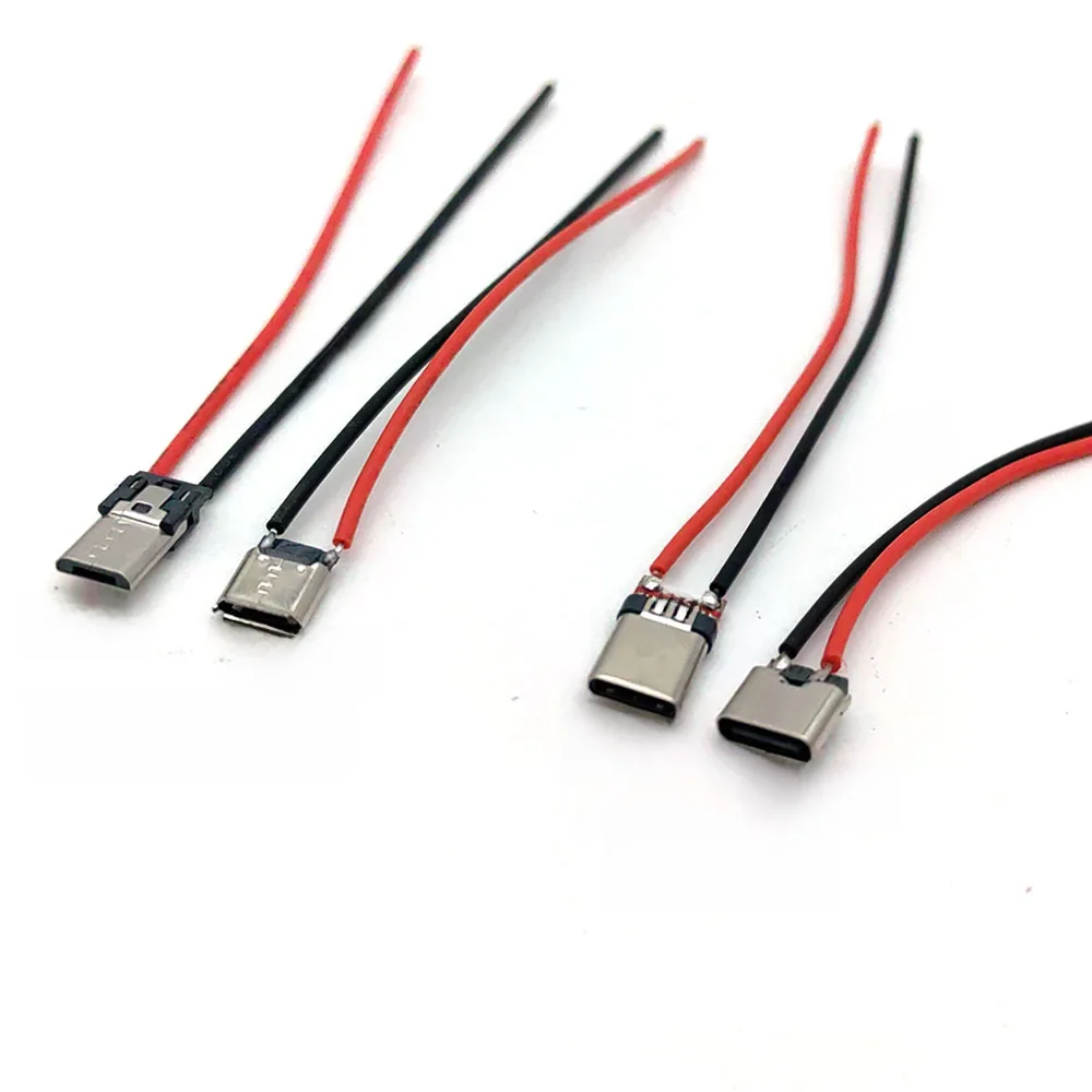 5 szt. Micro USB typu C 2Pin poziome/pionowe 2P proste lutowane męskie wtyczki szybkie ładowanie złącze USB-C — zdjęcie 2