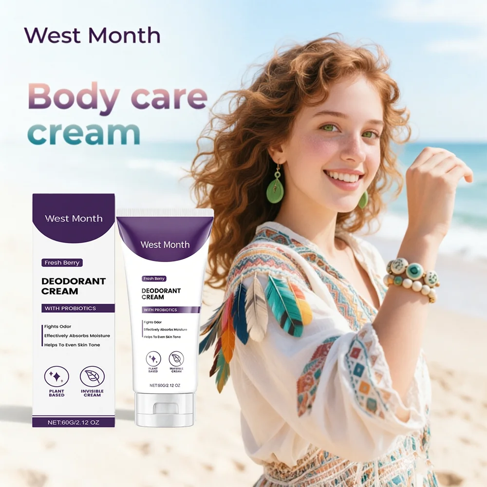 West Month Refreshing Deodorant Cream Mild Aroma Body Care Cream With Gentle Hydration For Comfortable And Fresh Body Feeling