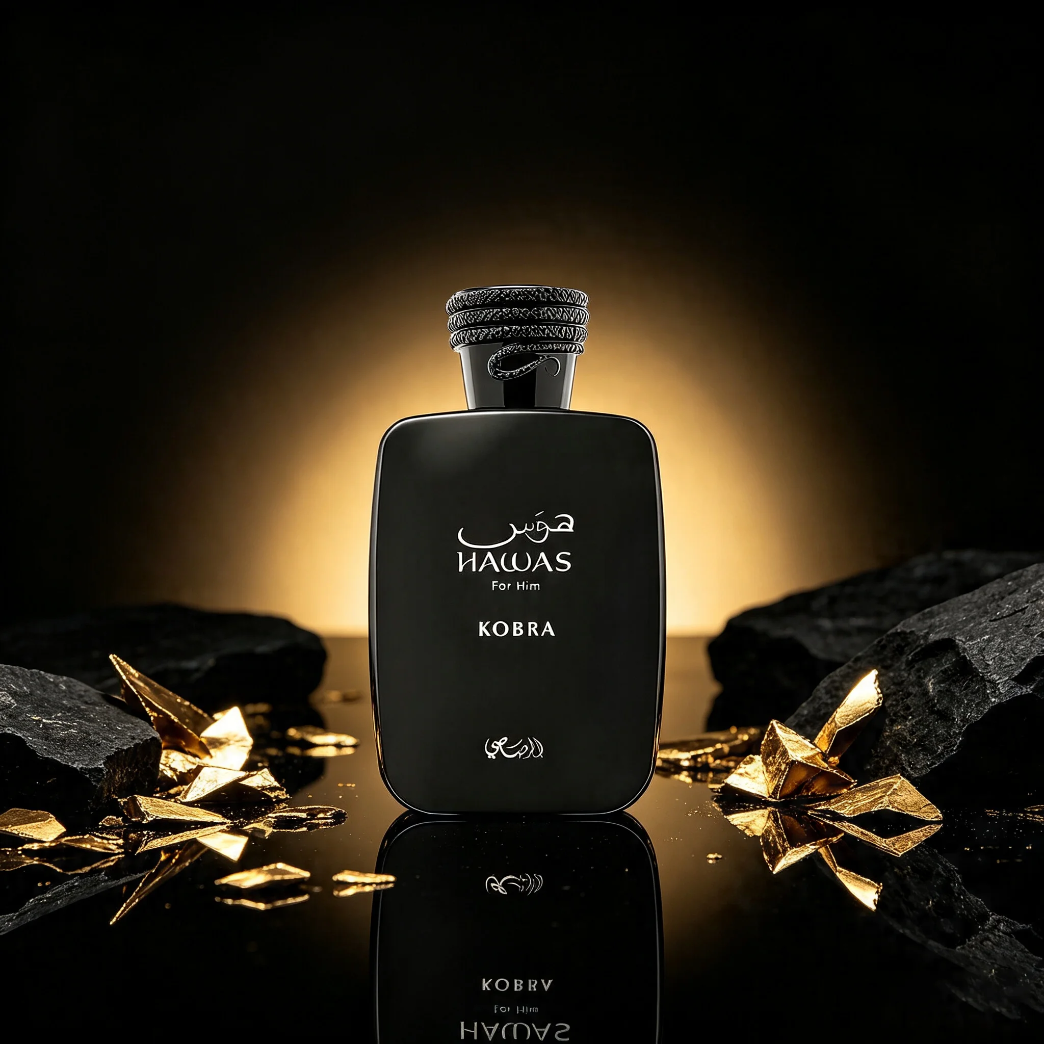 Rasasi Hawas Kobra Eau de Parfum para Homens, Fragrância Oriental Amadeirada Premium Árabe 100ml, Presente de Dia dos Namorados e Natal, Adequado para Várias Ocasiões