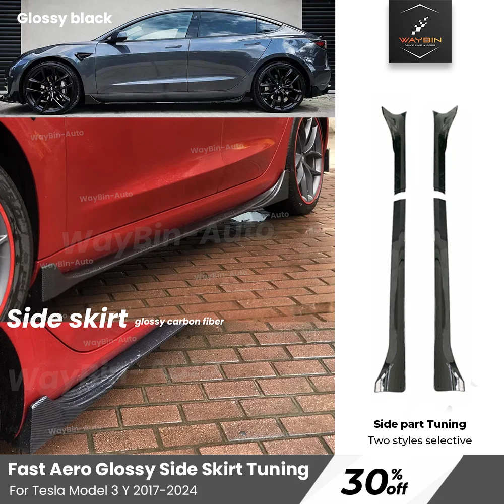 

Car Side Skirt For Tesla Model 3 Y 2017-2024 Body Kits Fast Aero Model 3 Highland Side Lip Glossy Carbon Black Auto Accessories