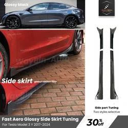 Car Side Skirt For Tesla Model 3 Y 2017-2024 Body Kits Fast Aero Model 3 Highland Side Lip Glossy Carbon Black Auto Accessories