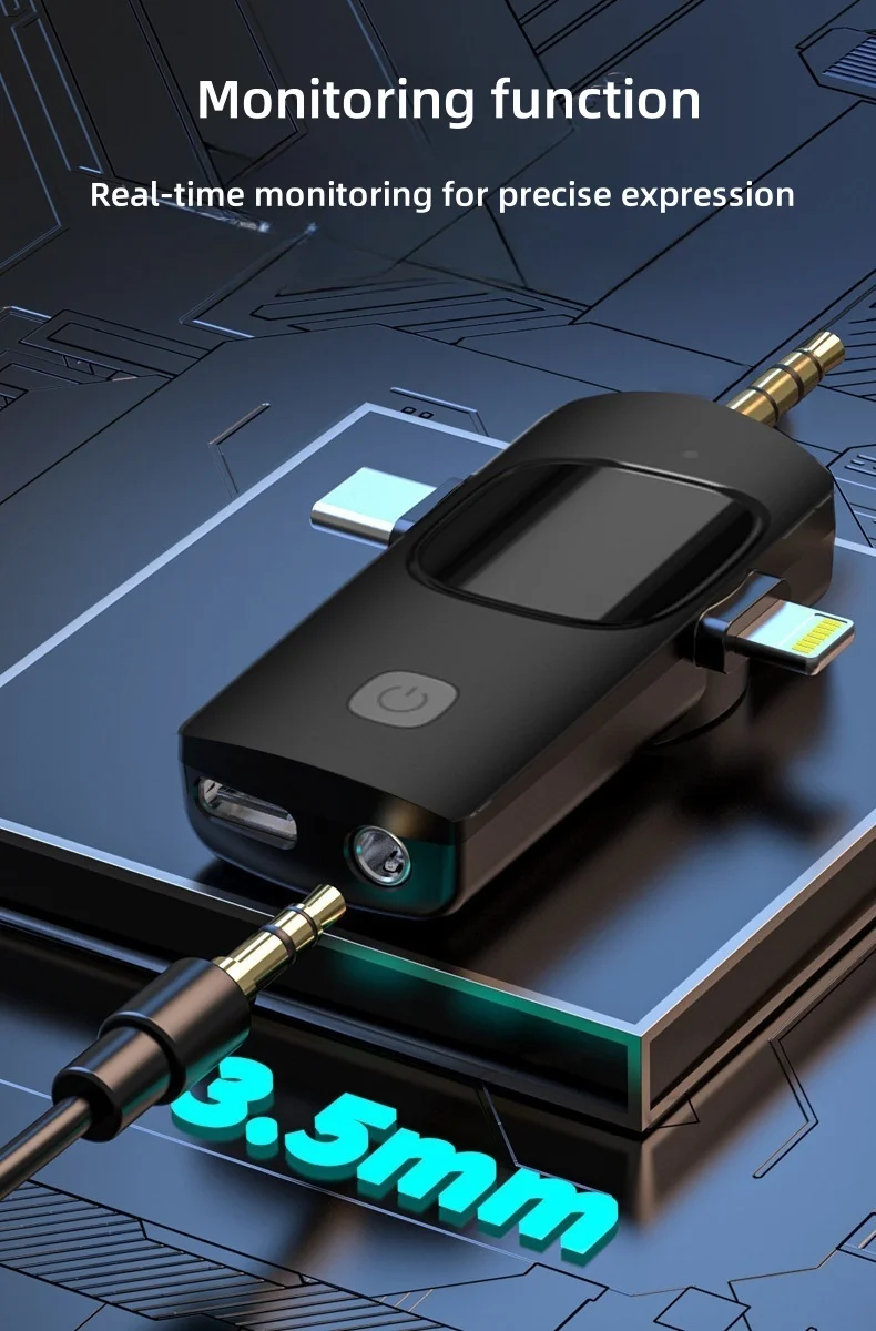 2.4G ميكروفون لاسلكي Lavalier 3 في 1 ميكروفون لاسلكي لطية صدر السترة آيفون أندرويد تسجيل الصوت والفيديو هيئة التصنيع العسكري البث المباشر للألعاب