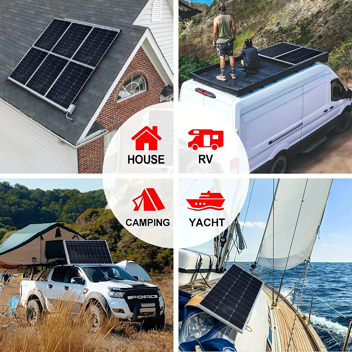 200 W (2 Stück 100 W), Solarmodul aus gehärtetem Glas, 18 V Photovoltaik-Solarmodul, wasserdicht, langlebig für Batterien, im Freien, Wohnmobil, Boot, Camping – Detail 7