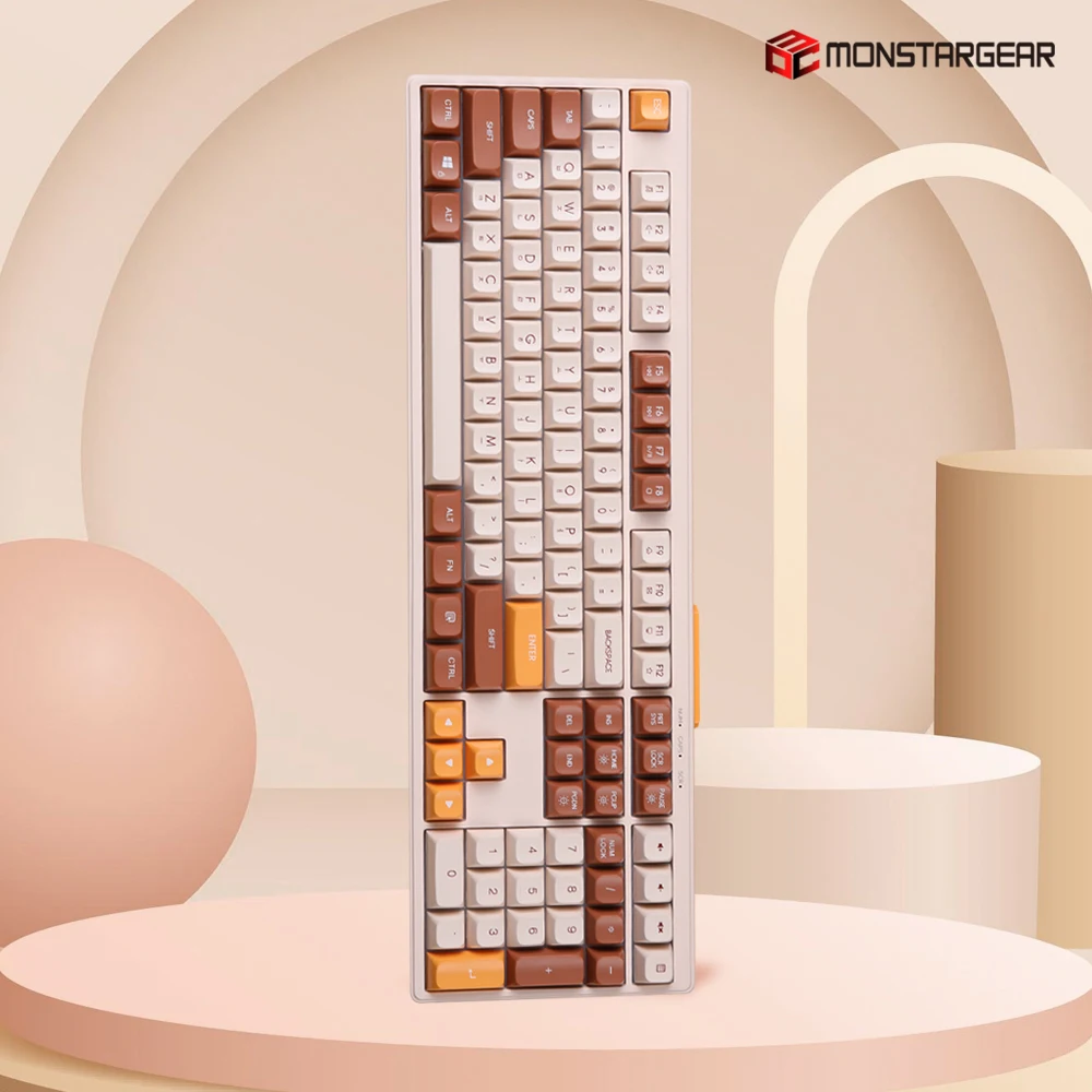 لوحة مفاتيح Monster Gats X108 Boggle Boggle من الجيل الخامس، غشاء منخفض الضوضاء، دقيق الشوفان، لون اللوز، ملحقات الكمبيوتر