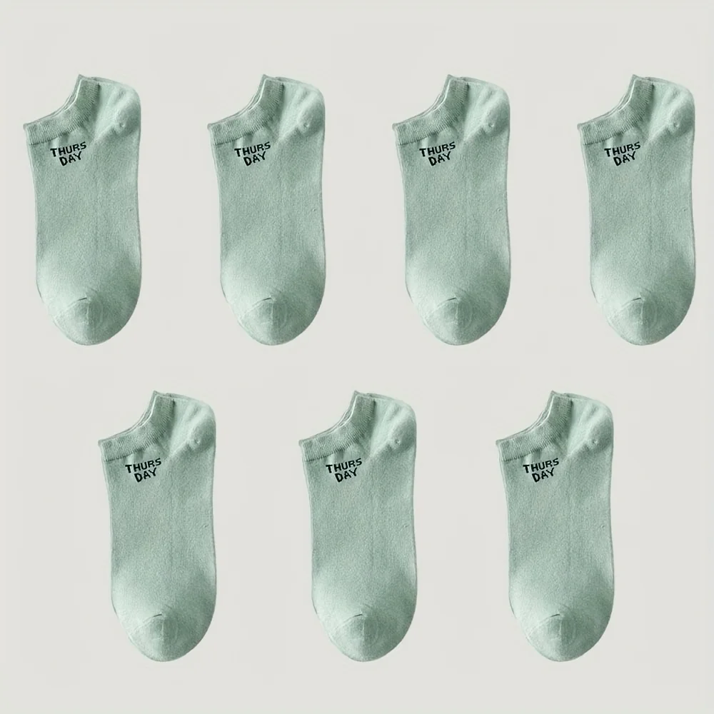 

7 Pairs of Men'S Socks, Printed Monday to Sunday Words, Contract Your Socks for a Week
