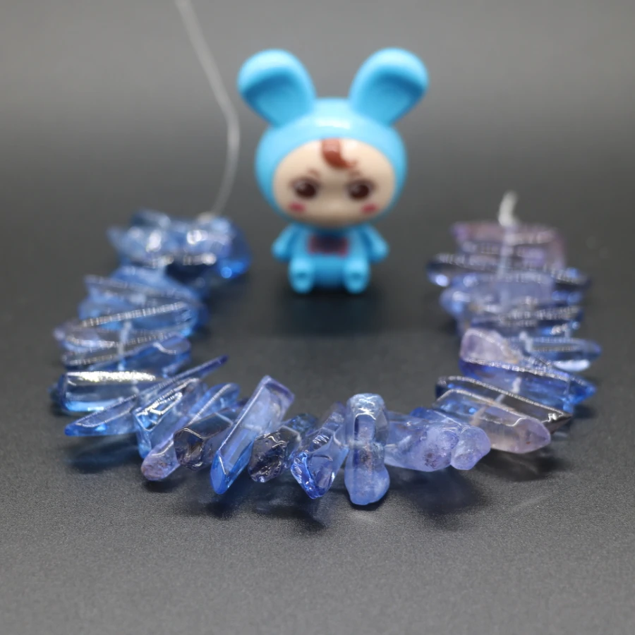 Cuentas de palo de cristal a la moda para mujer, forma Irregular, pulido azul, cuentas espaciadoras sueltas para fabricación de joyería hecha a mano Diy de 7"