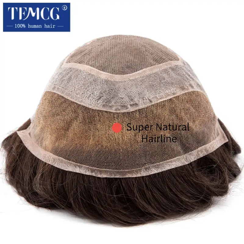 VERSALITE-Lace Front & Mono Top 100% Natural Hair Toupee Men Wig Breathable Male Hair Prosthesis Exhuast Systems Free Shipping